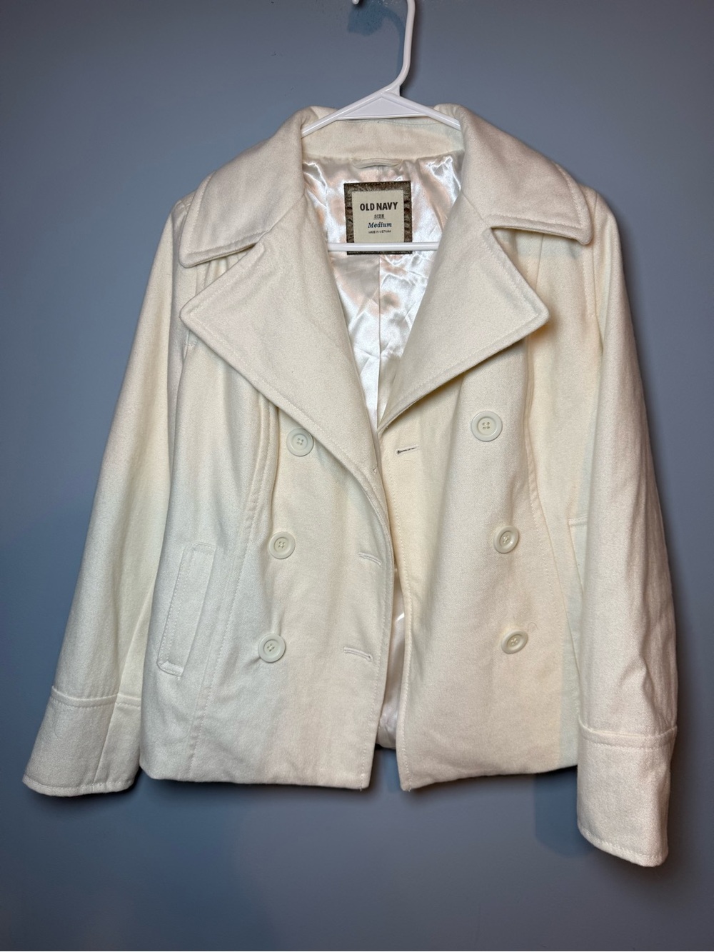Old Navy Women's Cream Double-Breasted Peacoat